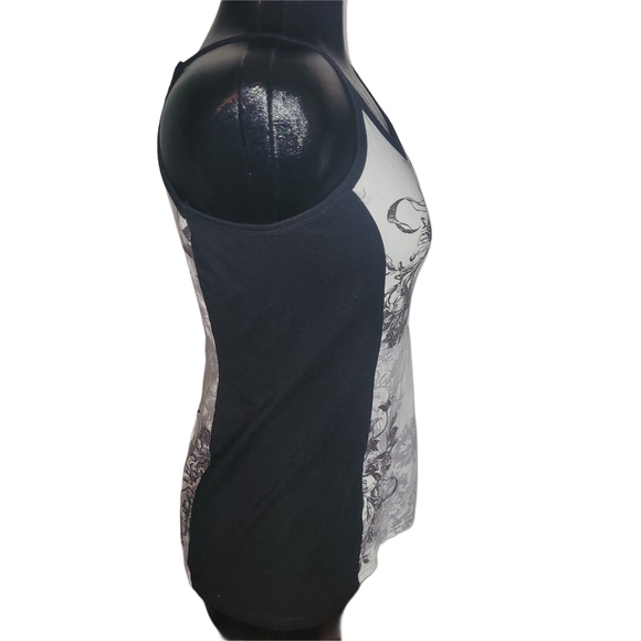 Kismet Floral Print Black And White Tank Top XL - Picture 3 of 5